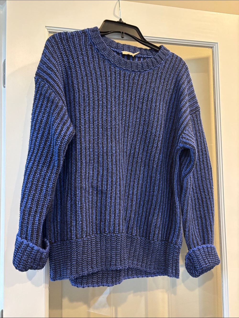 Faherty Navy Ribbed Crewneck Sweater
